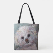 SWEET WHITE MALTESE YORKIE MIX TOTE BAG (Achterkant)