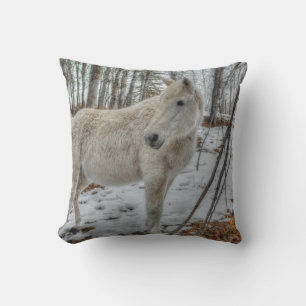 Sweet White Mare and Winter Forest Gift Kussen