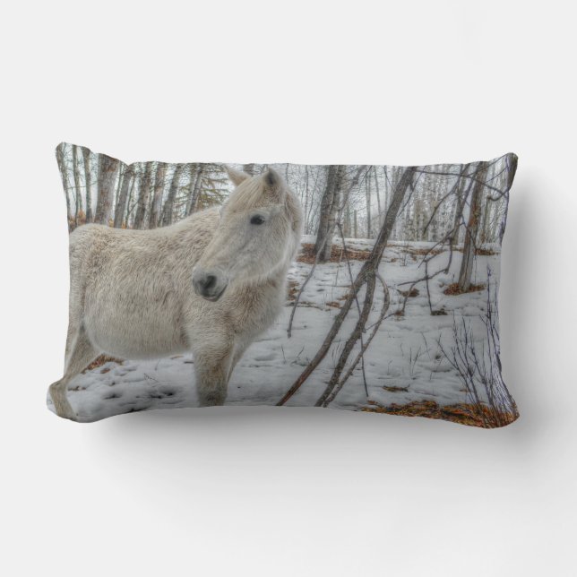 Sweet White Mare and Winter Forest Gift Kussen (Voorkant)