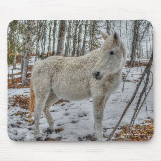 Sweet White Mare and Winter Forest Gift Muismat (Voorkant)