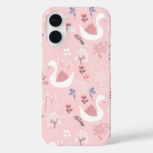 Sweet White Swans On Pastel Pink Floral Ballet Case-Mate iPhone Case (Achterkant)