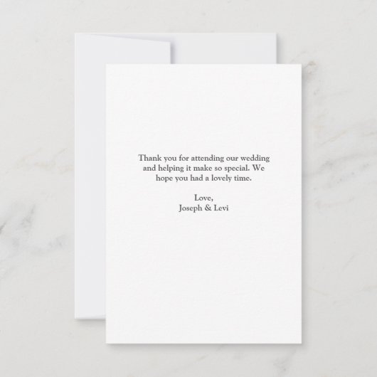 Sweet White Text Calligraphy Weddenschap Bedankt (Achterkant)