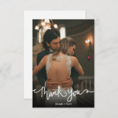 Sweet White Text Calligraphy Weddenschap Bedankt  (Voorkant / Achterkant)