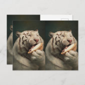 Sweet White Tiger Postcard – Whimsical Art Briefkaart (Voorkant / Achterkant)