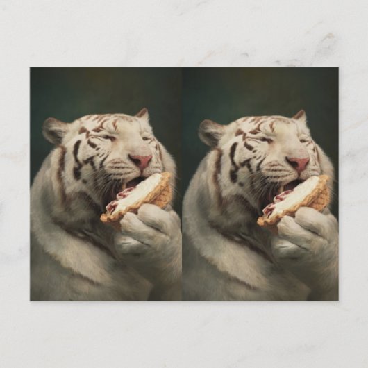 Sweet White Tiger Postcard – Whimsical Art Briefkaart (Voorkant)