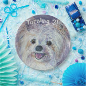 Sweet White Yorkie Turning 3 PARTY Papieren Bordje (Feest)