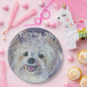 Sweet White Yorkie Turning 3 PARTY Papieren Bordje (Feest)