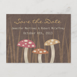 Sweet Wild Mushroom Weddenschap Save the Date Brie Aankondigingskaart