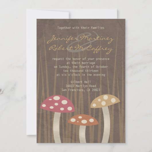 Sweet Wild Mushroom Wedding Invitations Kaart (Voorkant)