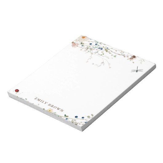 Sweet Wildflower en Lady Bug op persoonlijke titel Notitieblok (Linkerzijde)