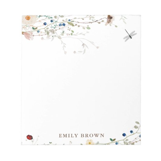 Sweet Wildflower en Lady Bug op persoonlijke titel Notitieblok (Voorkant)