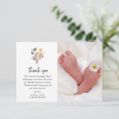 Sweet Wildflower Foto Baby shower Bedankkaart (Staand voorkant)