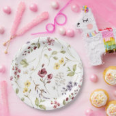 Sweet Wildflower Pattern Baby shower Papieren Bordje (Feest)