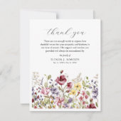 Sweet Wildflower Sympathy Uitvaartmonument Bedankkaart (Voorkant)