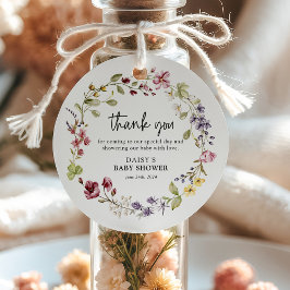 Sweet Wildflower Wreath Baby shower Bedankjes Labels