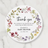 Sweet Wildflower Wreath Baby shower Bedankjes Labels (Voorkant)