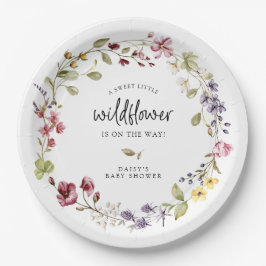 Sweet Wildflower Wreath Baby shower Papieren Bordje