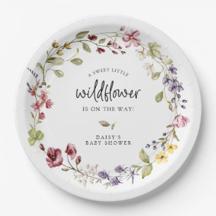Sweet Wildflower Wreath Baby shower Papieren Bordje