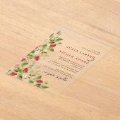 Sweet Wildflowers Aardbei Trouwdouche Acryl Uitnodigingen (Laagn)