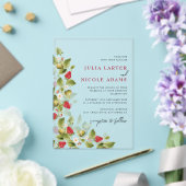 Sweet Wildflowers Aardbei Trouwdouche Acryl Uitnodigingen (Insitu (Huwelijk))