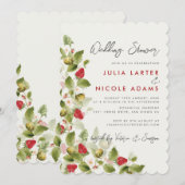 Sweet Wildflowers Aardbei Trouwdouche Kaart (Voorkant / Achterkant)