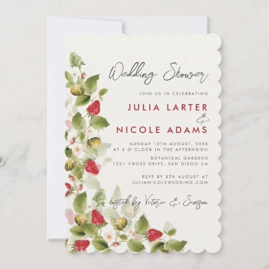 Sweet Wildflowers Aardbei Trouwdouche Kaart (Voorkant)