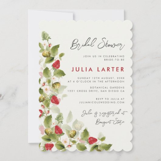 Sweet Wildflowers Aardbei Vrijgezellenfeest Kaart (Voorkant)