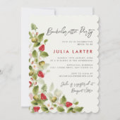 Sweet Wildflowers Strawberry Bachelorette Party Kaart (Voorkant)