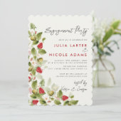 Sweet Wildflowers Strawberry Engagement Party Kaart (Staand voorkant)