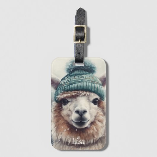 Sweet Winter Alpaca, op maat Bagagelabel (Voorkant (verticaal))