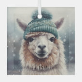 Sweet Winter Alpaca, op maat Glas Ornament (Voorkant)