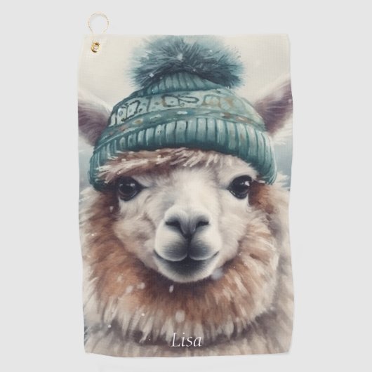 Sweet Winter Alpaca, op maat Golfhanddoek (Voorkant)
