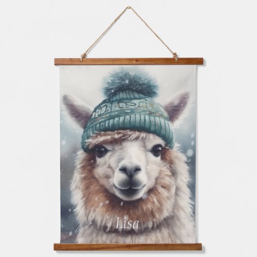 Sweet Winter Alpaca, op maat Hangend Wandkleed (Voorkant)