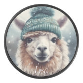 Sweet Winter Alpaca, op maat Hockey Puck (Voorkant)