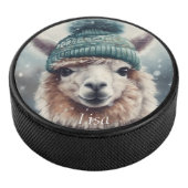 Sweet Winter Alpaca, op maat Hockey Puck (3/4)