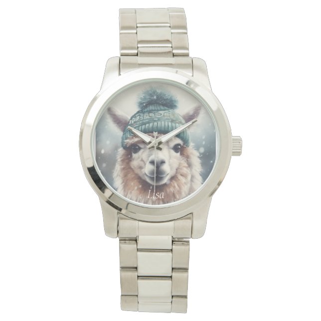 Sweet Winter Alpaca, op maat Horloge (Voorkant)