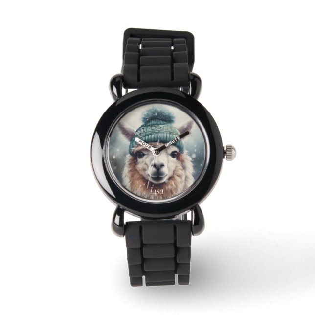 Sweet Winter Alpaca, op maat Horloge (Voorkant)