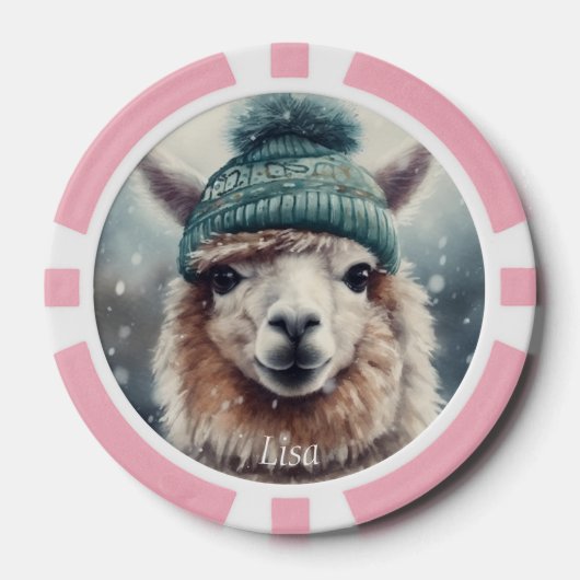 Sweet Winter Alpaca, op maat Poker Chips (Voorkant)
