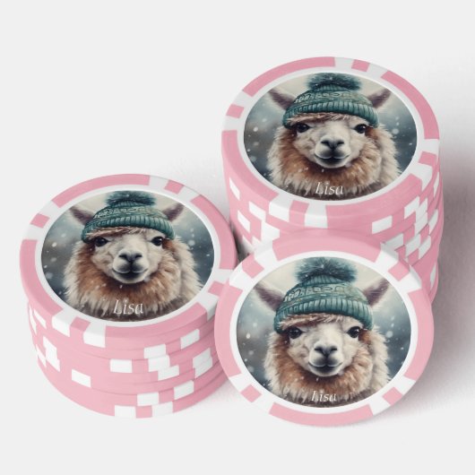Sweet Winter Alpaca, op maat Poker Chips (Opstapeling)