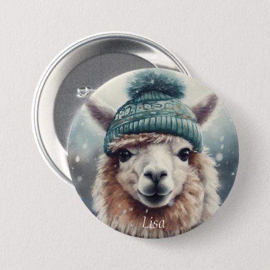 Sweet Winter Alpaca, op maat Ronde Button 7,6 Cm (Voorkant /achterkant)