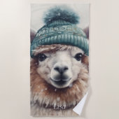 Sweet Winter Alpaca, op maat Strandlaken (Voorkant)