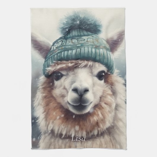 Sweet Winter Alpaca, op maat Theedoek (Verticaal)
