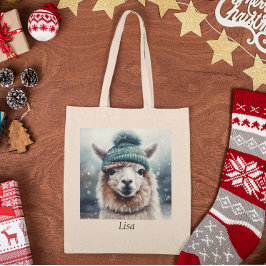 Sweet Winter Alpaca, op maat Tote Bag