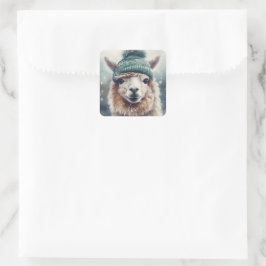 Sweet Winter Alpaca, op maat Vierkante Sticker