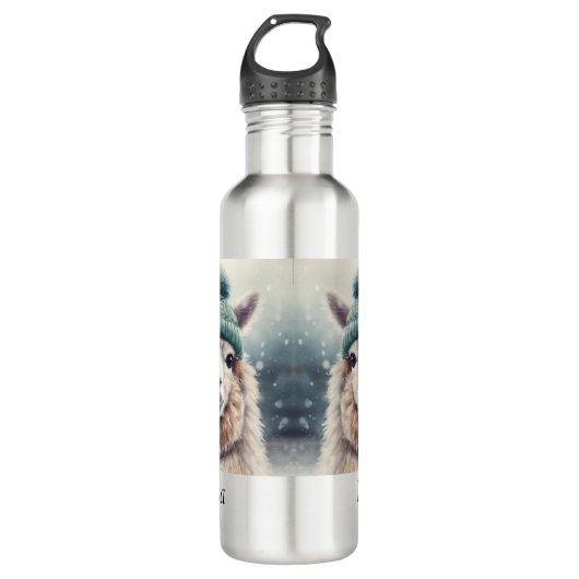 Sweet Winter Alpaca, op maat Waterfles (Voorkant)