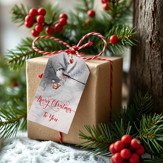 Sweet Winter Bird Kerstmis Cadeaulabel