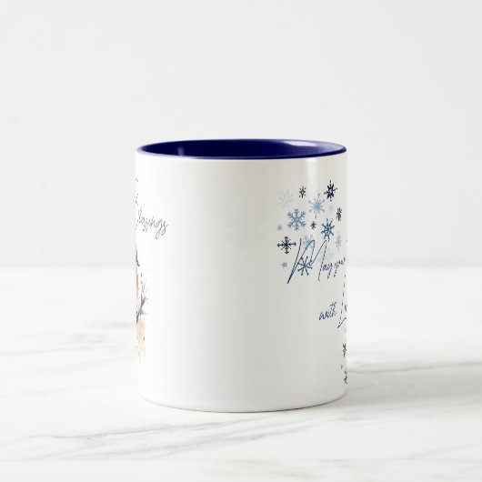 Sweet Winter Bird Waterverf inspirerend Tweekleurige Koffiemok (Center)