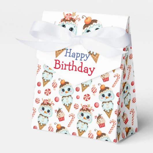 Sweet Winter Birthday Favor Box Bedankdoosjes (Voorkant Zijde)