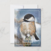 Sweet Winter Chickadee Bird Artwork Bedankkaart (Voorkant)