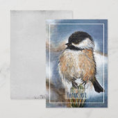 Sweet Winter Chickadee Bird Artwork Bedankkaart (Voorkant / Achterkant)